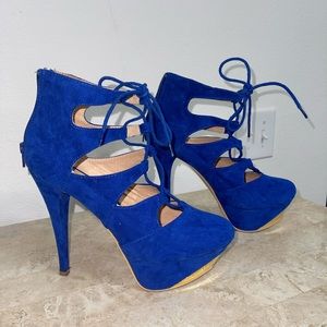 Ashtion Cobalt Blue and Gold Heels, Womens Size 9